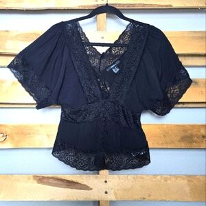 Forever 21 lace sheer shirt Size:S Color:Black
